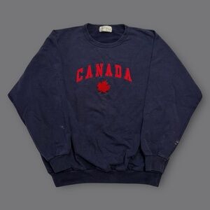 Vintage Navy Sweatshirt with Red Canada Appliqué